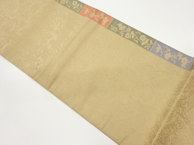 JAPANESE FUKURO OBI / WOVEN FLOWER ARABESQUE